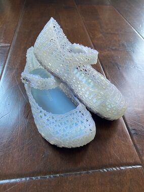 Mini Melissa Campana Girls' Iridescent Jelly Mary Jane Shoes - White